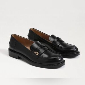 Sam Edelman Black Loafers with Gold Accent